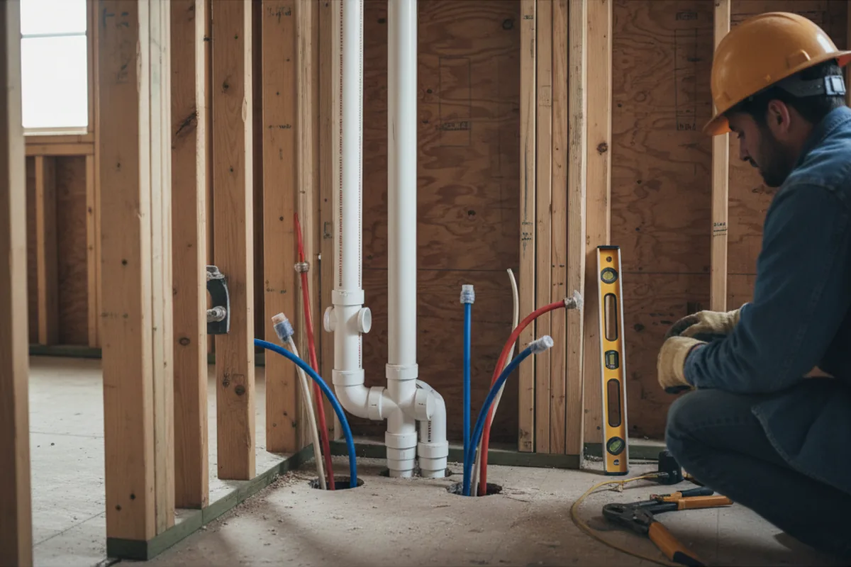 Drain and supply rough-in during Leak Detection in Calhoun